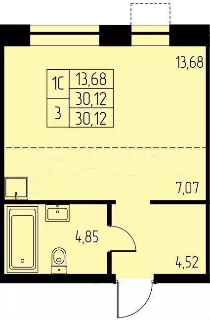 Квартира-студия, 30,1 м, 10/23 эт. - Фото 0