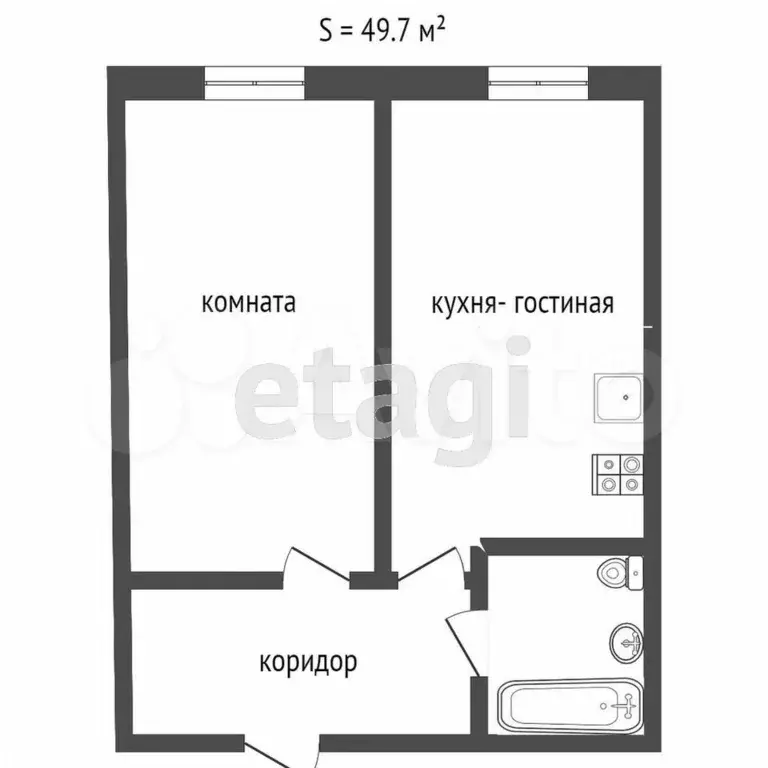 1-к. квартира, 50,5 м, 12/21 эт. - Фото 0