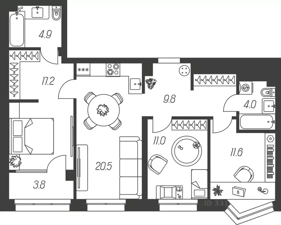3-к кв. Тульская область, Тула ул. Михеева (82.8 м) - Фото 1