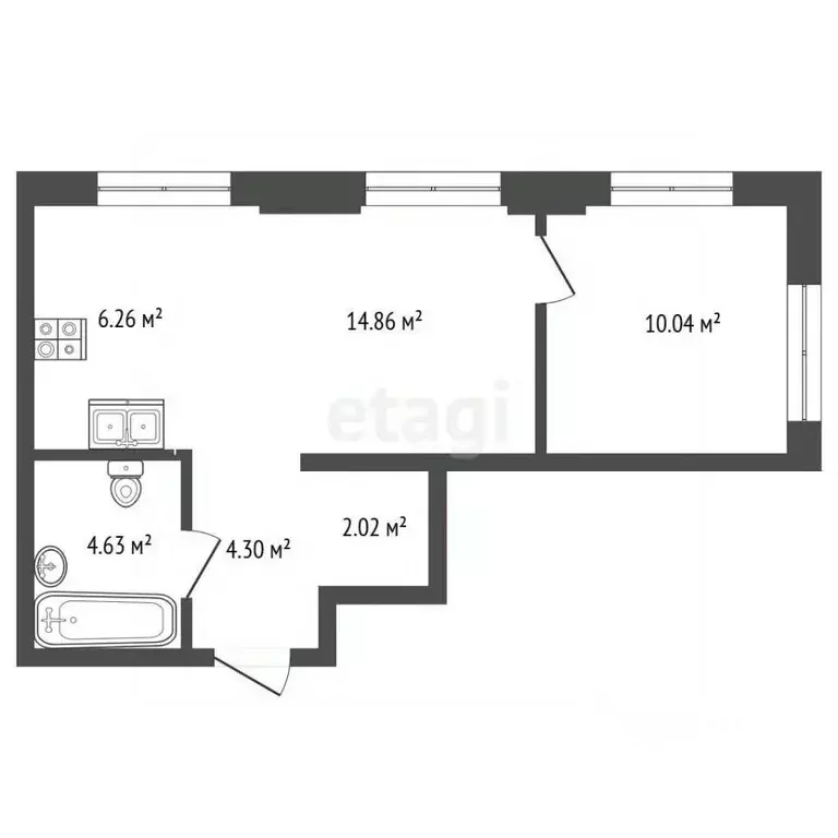 1-к кв. Тюменская область, Тюмень ул. Тимофея Чаркова, 93 (42.1 м) - Фото 2