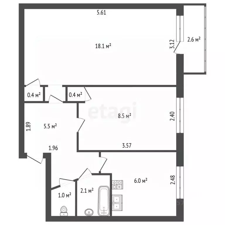 2-к кв. Санкт-Петербург Витебский просп., 31К2 (42.0 м) - Фото 2
