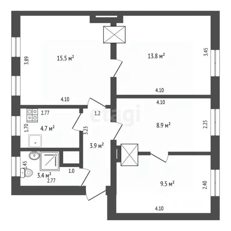 Комната Калининградская область, Калининград ул. Баумана, 4 (37.0 м) - Фото 2