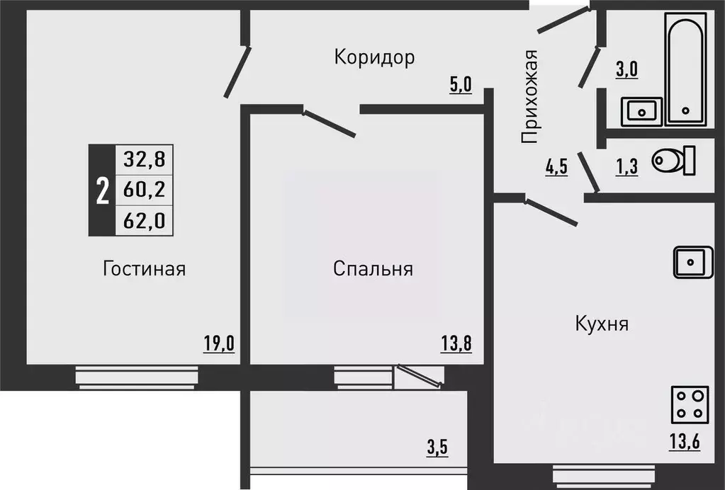 2-к кв. Орловская область, Орловский район, д. Жилина ул. Садовая, 2к2 ... - Фото 0