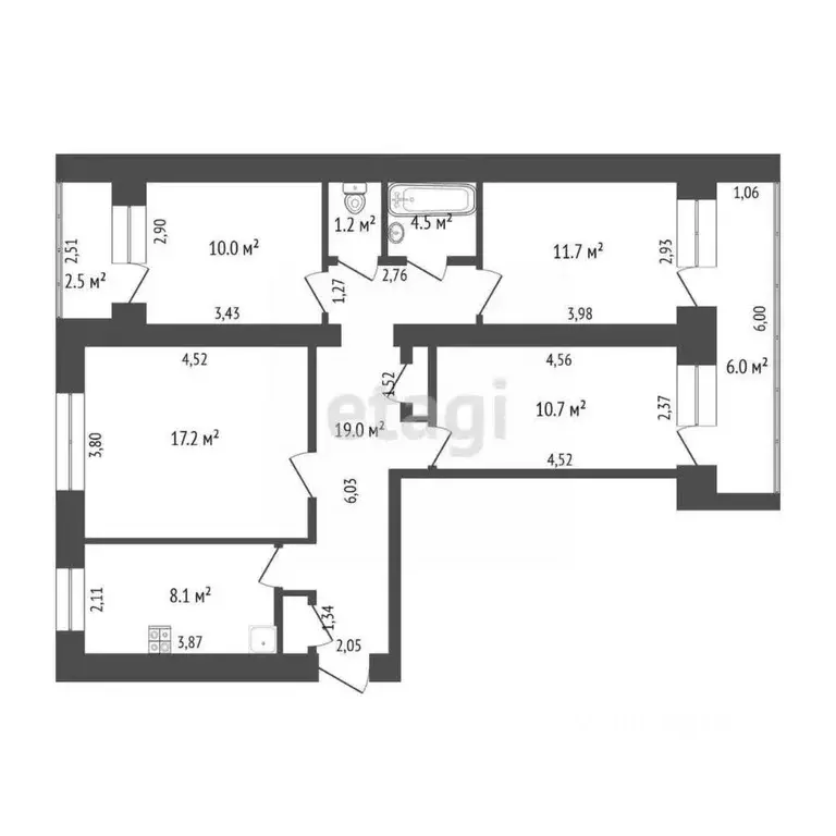 4-к кв. Башкортостан, Стерлитамак Коммунистическая ул., 73 (74.6 м) - Фото 1
