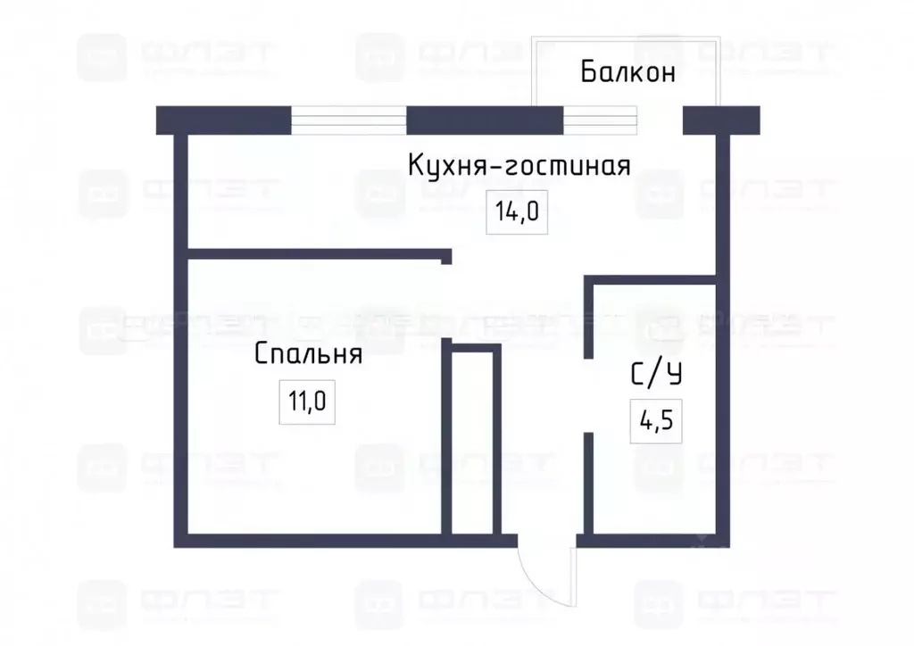 1-к кв. Татарстан, Казань ул. Николая Ершова, 65Б/3 (39.0 м) - Фото 2