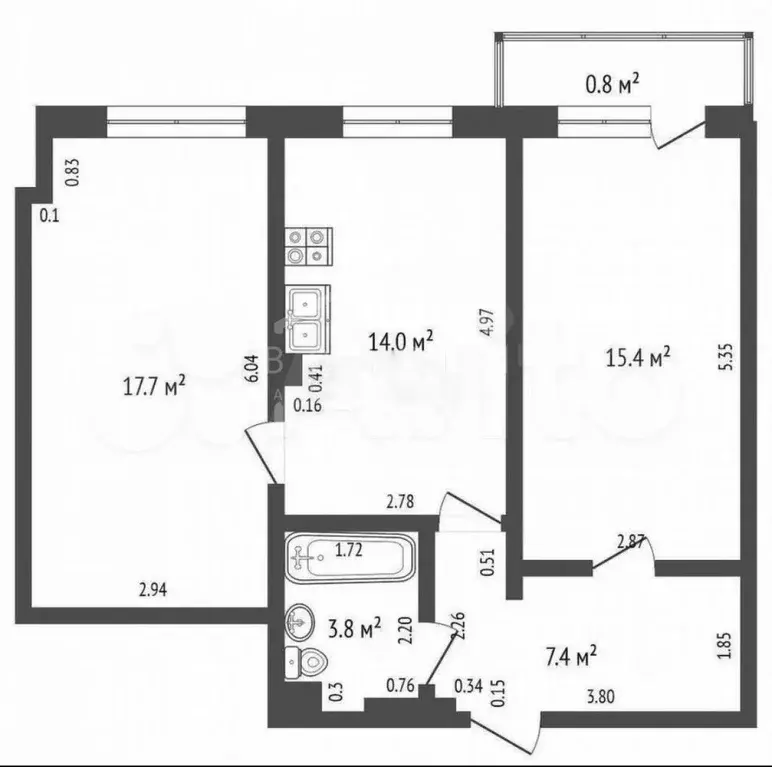 2-к кв. Калининградская область, Калининград ул. Александра Суворова, ... - Фото 2