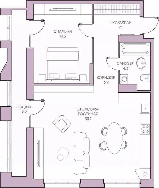 2-к кв. Пензенская область, Пенза Революционная ул., 34 (69.1 м) - Фото 1