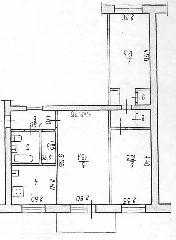 3-к. квартира, 56,9 м, 5/5 эт. - Фото 0