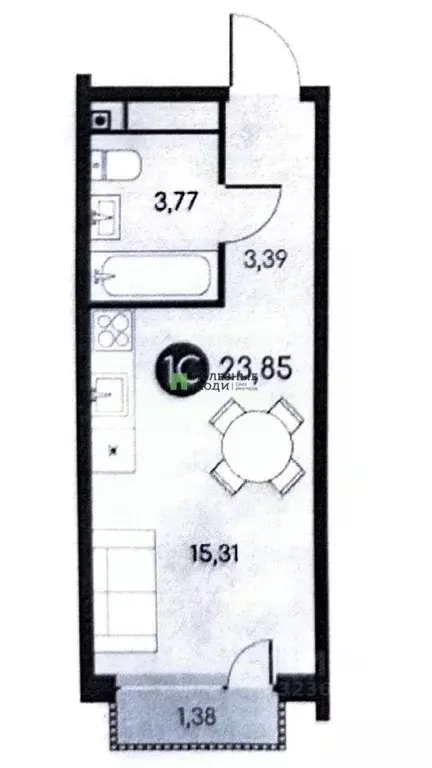 Студия Курганская область, Курган 18-й мкр, 7к1 (23.85 м) - Фото 0