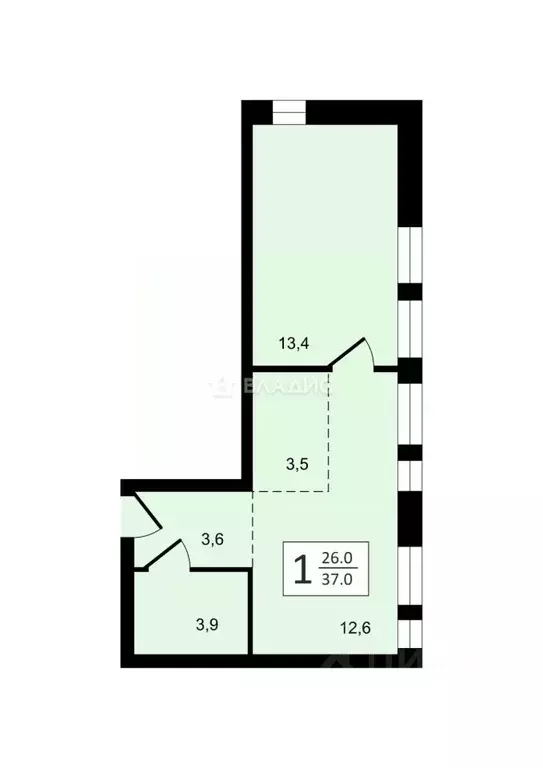 2-к кв. Москва Майприорити Дубровка жилой комплекс (37.0 м) - Фото 1