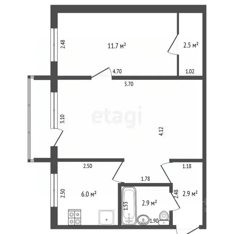 2-к кв. Башкортостан, Стерлитамак ул. Дружбы, 19 (44.0 м) - Фото 1