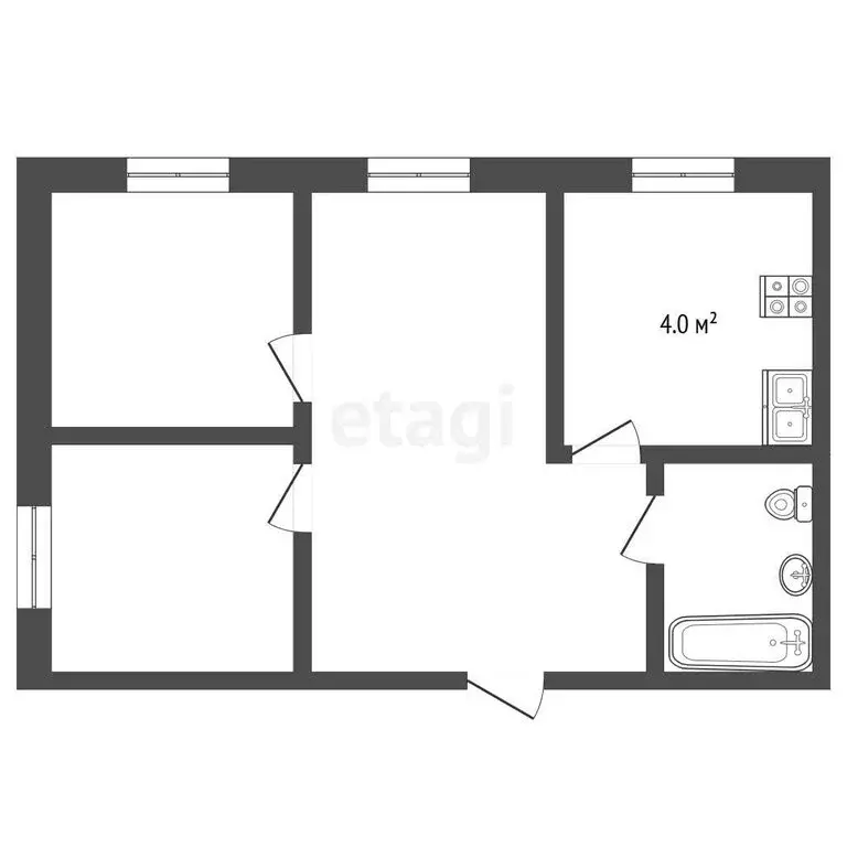 2-комнатная квартира: Туринск, улица Спорта, 9А (39 м) - Фото 1