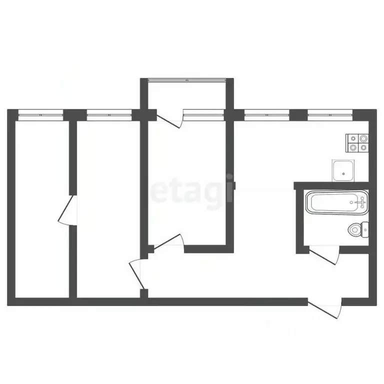 3-к кв. Хабаровский край, Хабаровск Амурский бул., 38 (52.6 м) - Фото 2