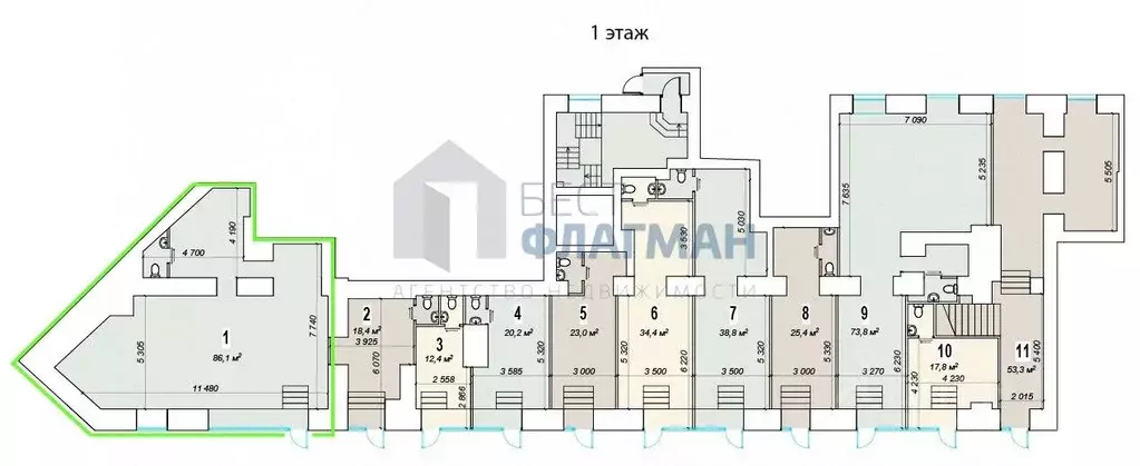 Помещение свободного назначения в Москва Ленинский просп., 70/11 (86 ... - Фото 2