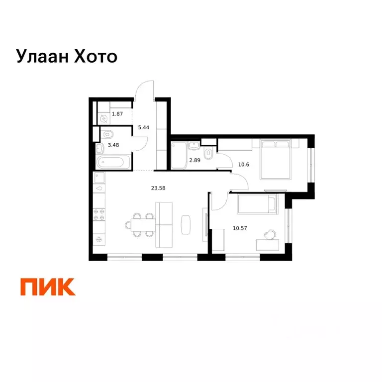 2-к кв. Бурятия, Улан-Удэ ул. Шмидта, 37А (58.43 м) - Фото 1