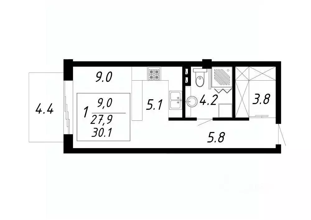 1-к кв. Ставропольский край, Ессентуки Озеро жилой комплекс (30.1 м) - Фото 1