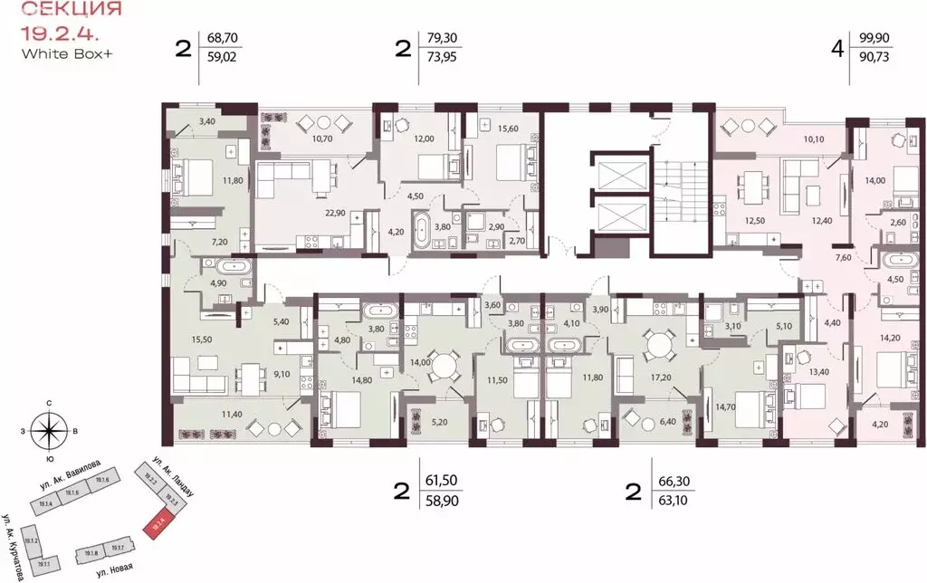 2-комнатная квартира: Екатеринбург, улица Академика Вавилова, 7 (73.95 ... - Фото 2