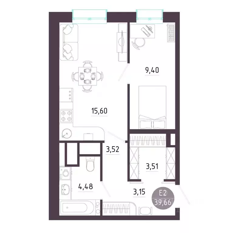 1-к кв. Тульская область, Тула ул. Пряничная, 7 (39.66 м) - Фото 1
