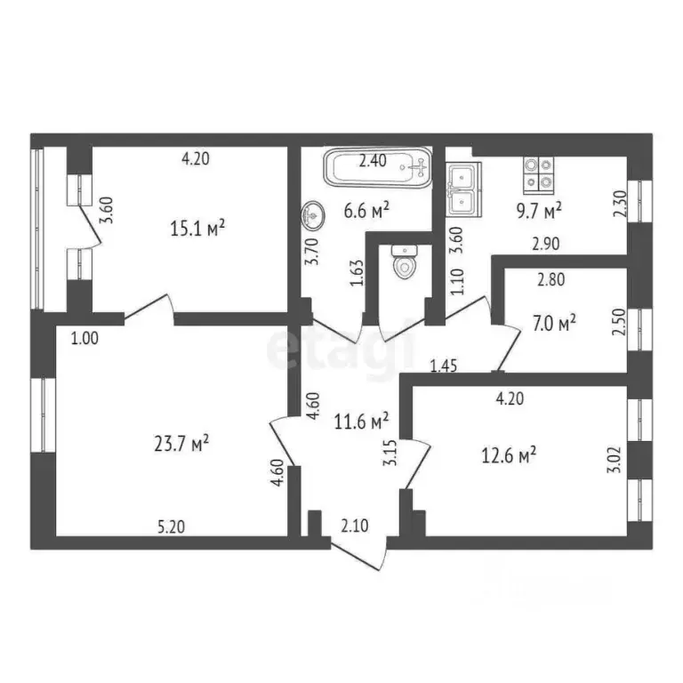 3-к кв. Архангельская область, Котлас ул. Ушакова, 10 (88.9 м) - Фото 1