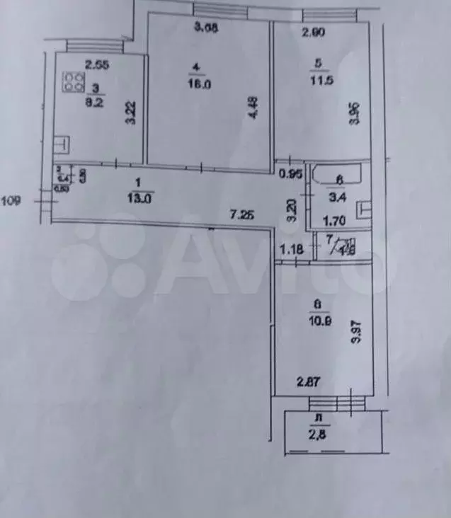 3-к. квартира, 64,9 м, 1/9 эт. - Фото 0