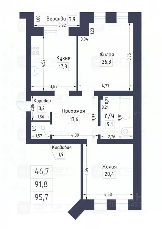 2-к кв. Татарстан, Казань Лево-Булачная ул., 16 (96.0 м) - Фото 1