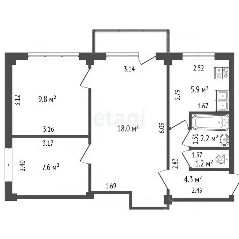 3-к кв. Карелия, Сегежа ул. Антикайнена, 12Б (49.0 м) - Фото 1