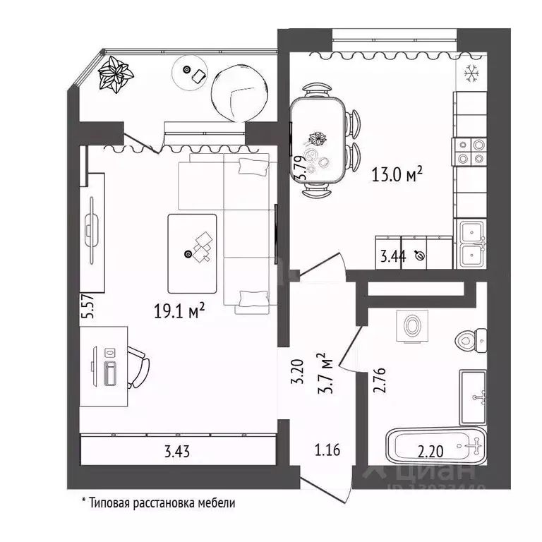 1-к кв. Тюменская область, Тюмень Широтная ул., 168к2 (42.0 м) - Фото 2