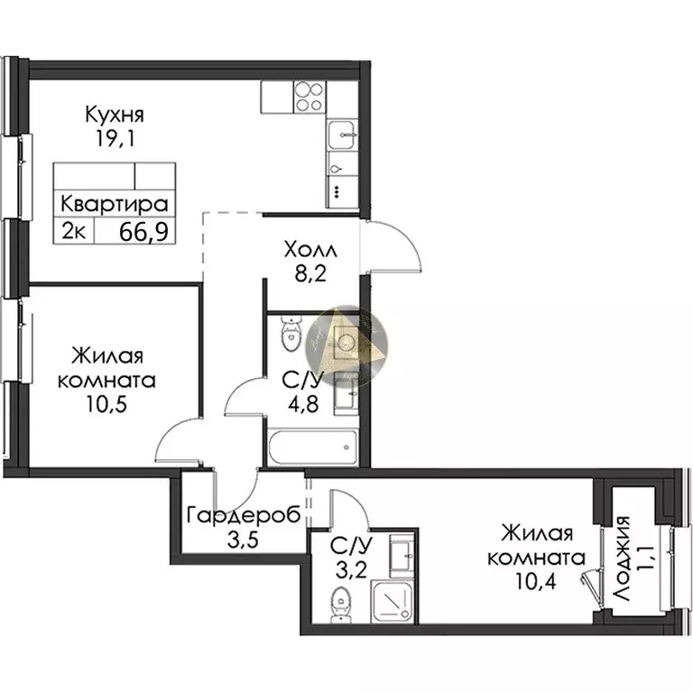 2-комнатная квартира: Санкт-Петербург, Галерный проезд, 1к2 (66.9 м) - Фото 1