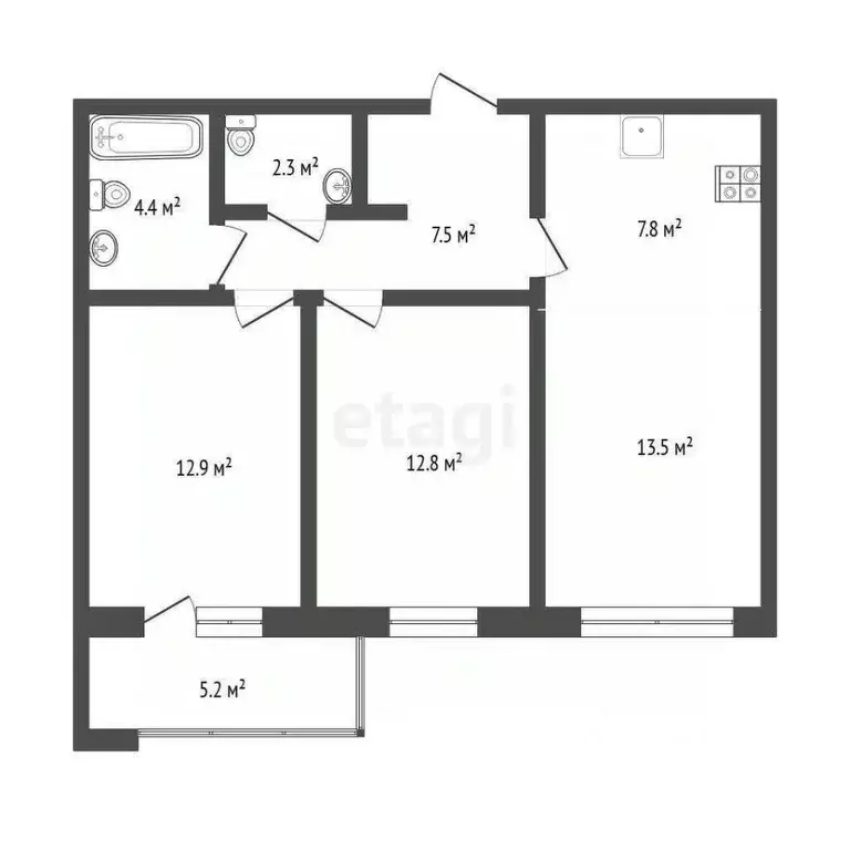 2-к кв. Тюменская область, Тюмень ул. Фармана Салманова, 16 (55.8 м) - Фото 0
