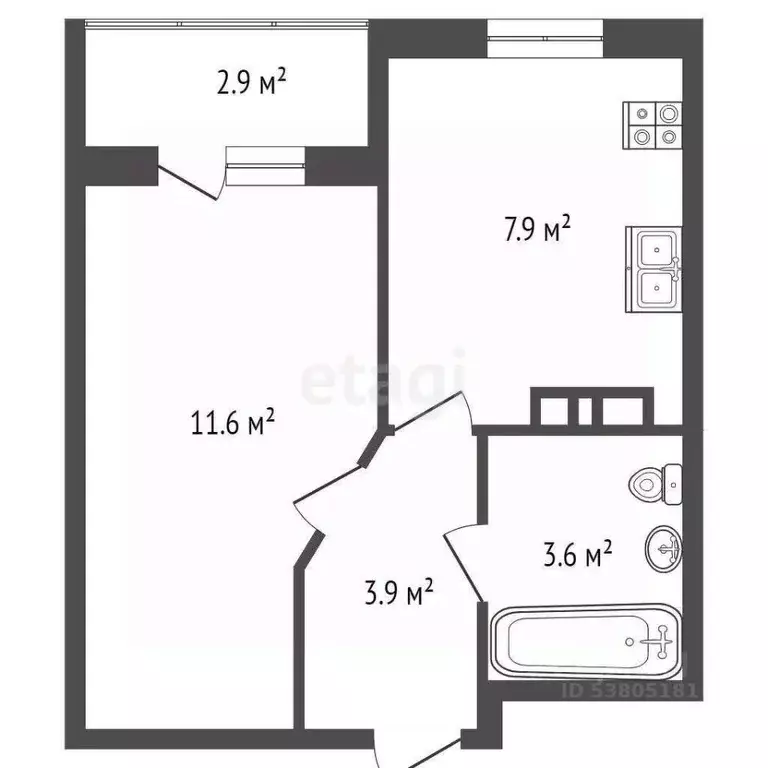 1-к кв. Ростовская область, Ростов-на-Дону просп. 40-летия Победы, ... - Фото 2