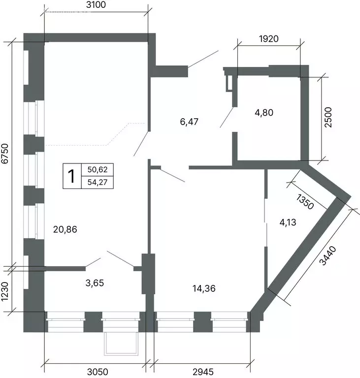 1-комнатная квартира: Екатеринбург, улица Мира, 47/6 (53.7 м) - Фото 1