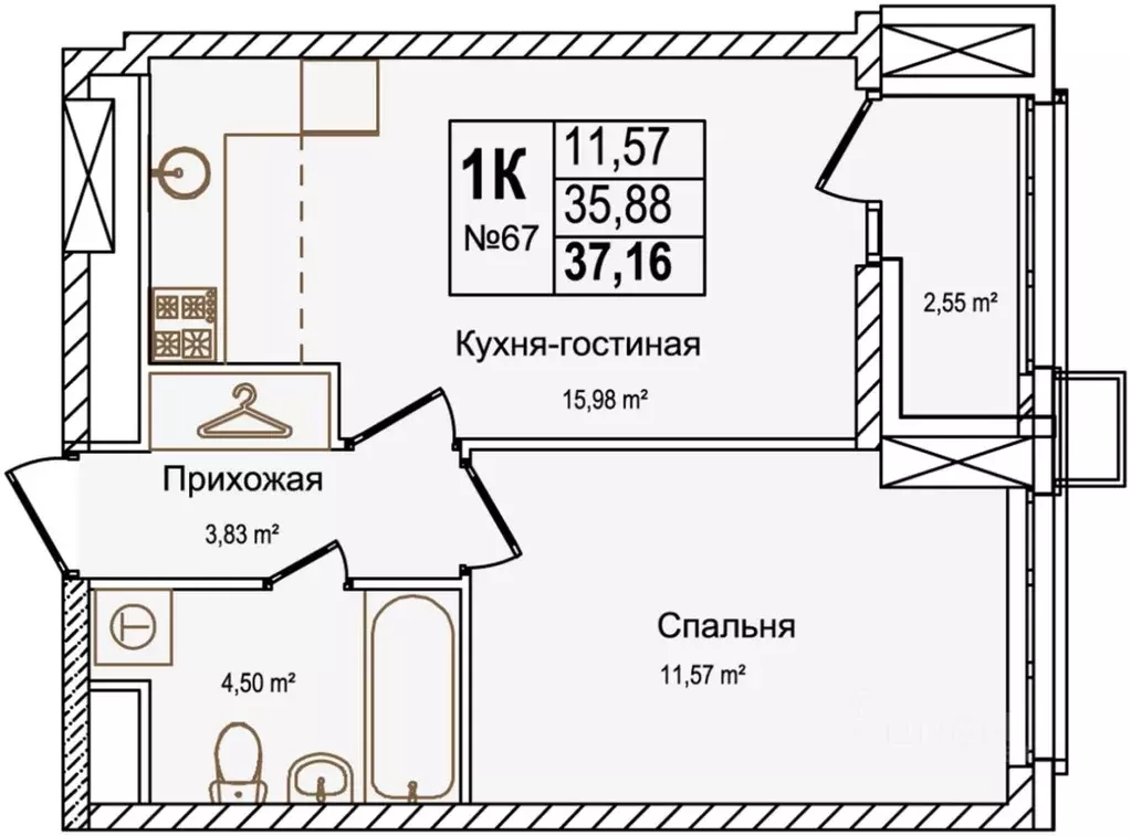 1-к кв. Нижегородская область, Нижний Новгород ул. Красных Зорь, 23Д ... - Фото 0