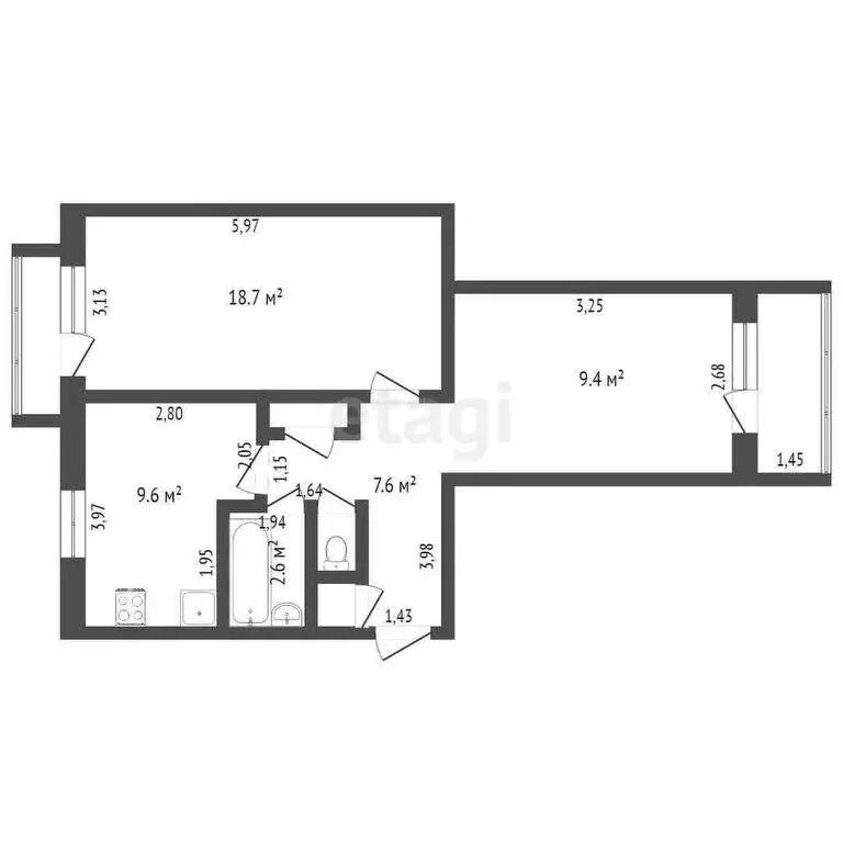 2-комнатная квартира: Ялуторовск, Северная улица, 90 (50.6 м) - Фото 1