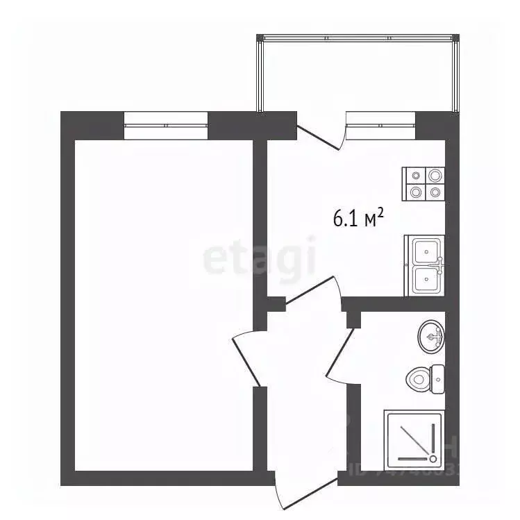 1-к кв. Крым, Евпатория ул. Чапаева, 28Л (34.1 м) - Фото 1