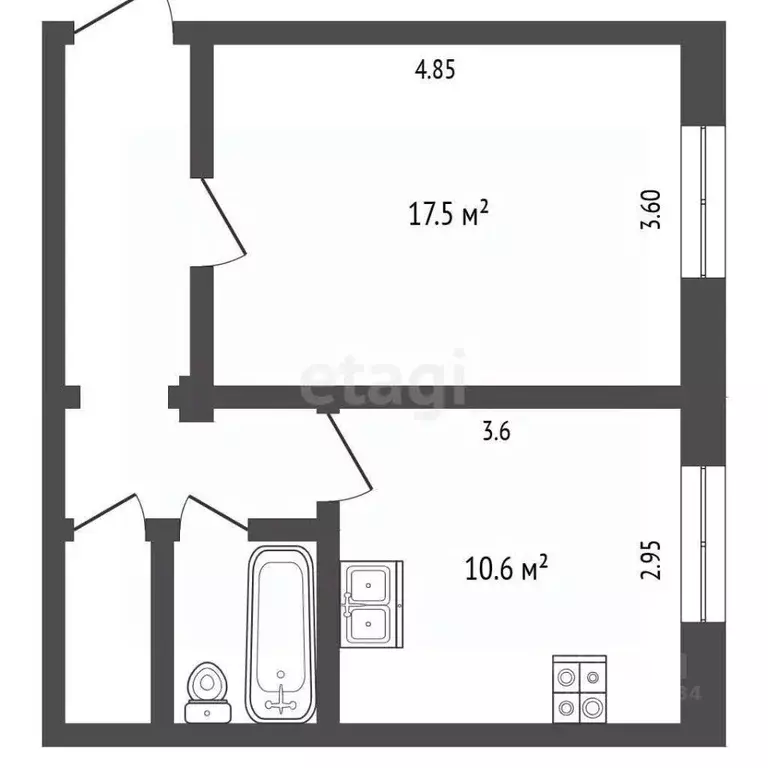 1-к кв. Вологодская область, Череповец ул. Ленина, 88 (41.7 м) - Фото 2