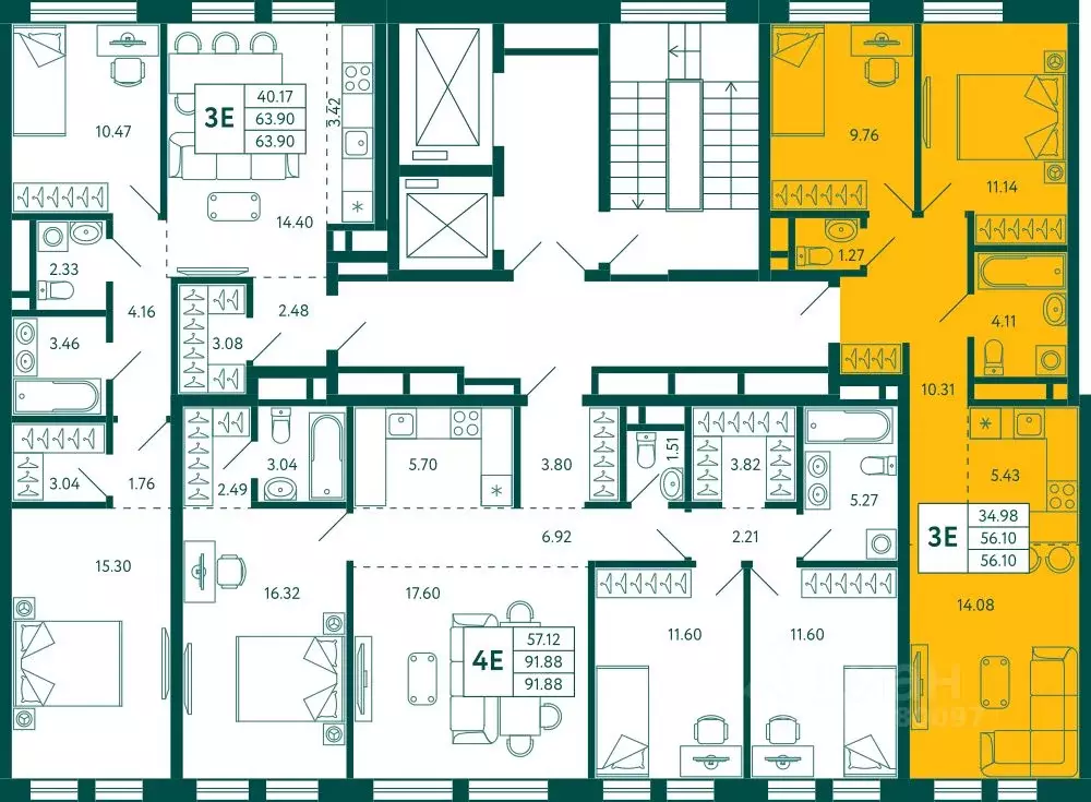 2-к кв. Башкортостан, Уфа Зеленая Роща жилрайон, Терле Парк жилой ... - Фото 2