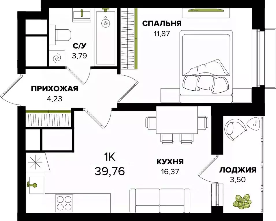 1-к кв. Тульская область, Тула  (39.76 м) - Фото 0