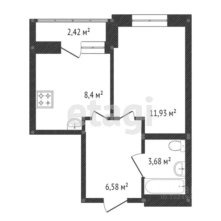 1-к кв. Башкортостан, Уфа ул. Уфимское Шоссе, 18/6 (32.0 м) - Фото 1