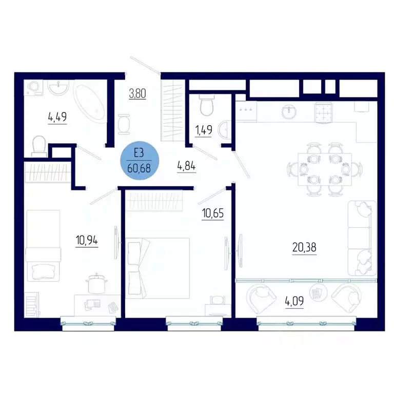 2-к кв. Рязанская область, Рязанский муниципальный округ, с. Дядьково ... - Фото 0