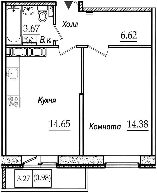 1-к кв. Санкт-Петербург пос. Песочный, Садовая ул., 81 (42.0 м) - Фото 1