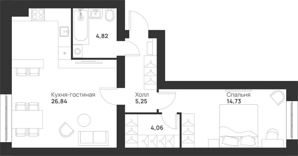 1-к кв. Тульская область, Тула Новая Тула мкр,  (55.7 м) - Фото 0