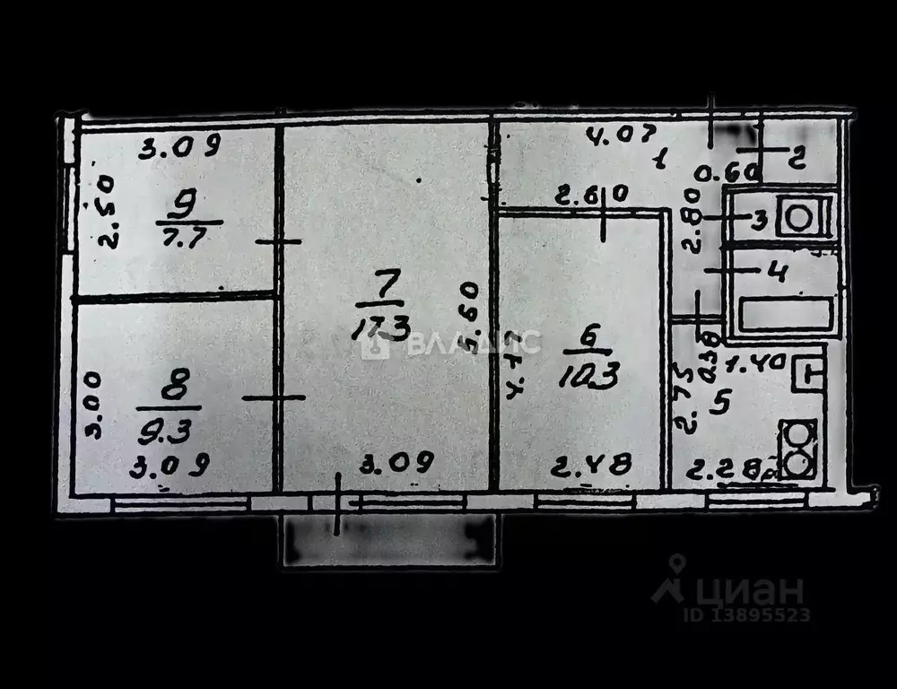 4-к кв. Липецкая область, Липецк ул. Космонавтов, 47/3 (60.8 м) - Фото 2