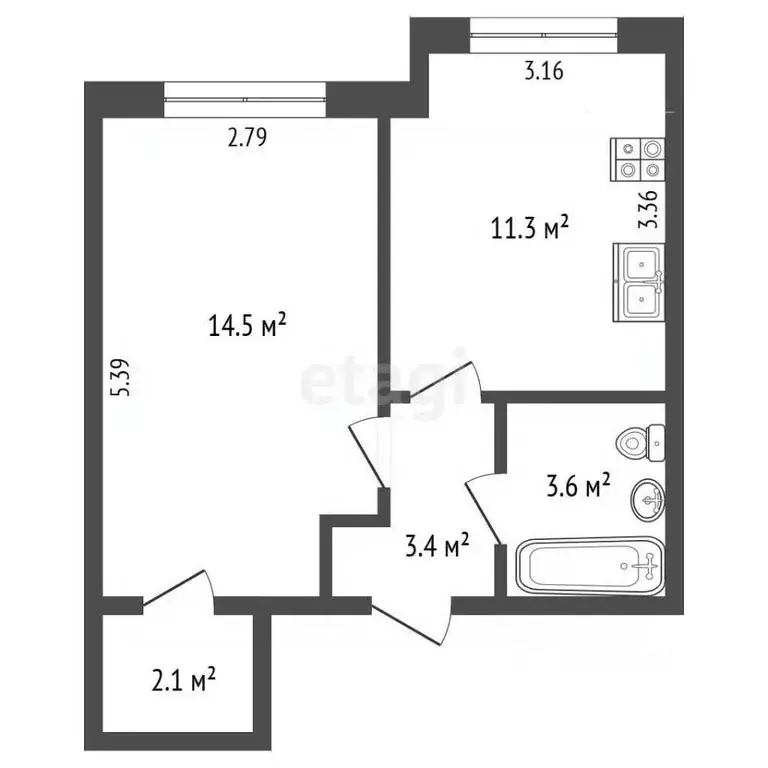 1-к кв. Вологодская область, Шексна рп, Шексна Северная мкр ул. ... - Фото 2