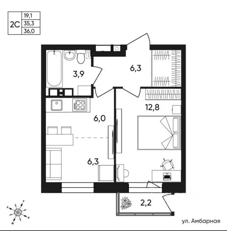 2-к кв. Пермский край, Пермь Белозерская ул., 30А (36.0 м) - Фото 0