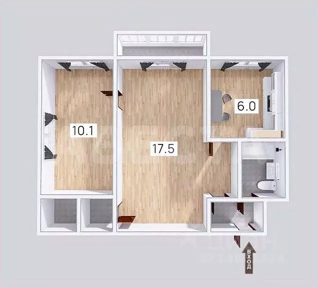 2-к кв. Омская область, Омск ул. 27-я Линия, 47 (39.7 м) - Фото 1