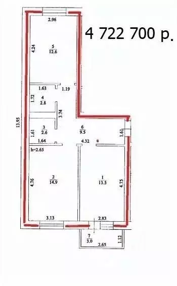 1-к кв. Башкортостан, Благовещенск ул. Зенцова, 1 (34.3 м) - Фото 2