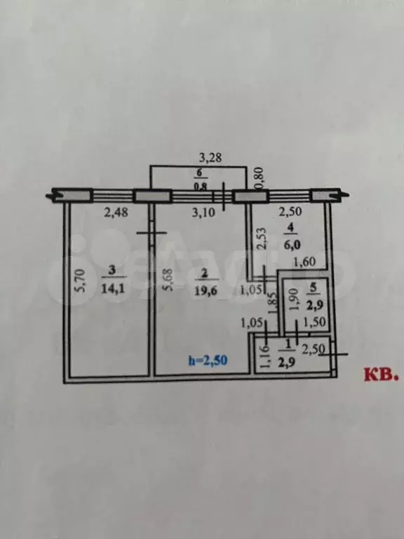 2-к. квартира, 45,5 м, 5/5 эт. - Фото 0