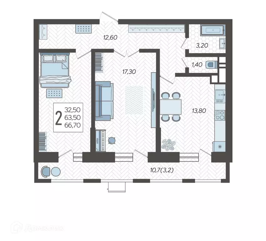 Продаётся 2-к квартира, 66.7 м - Фото 0