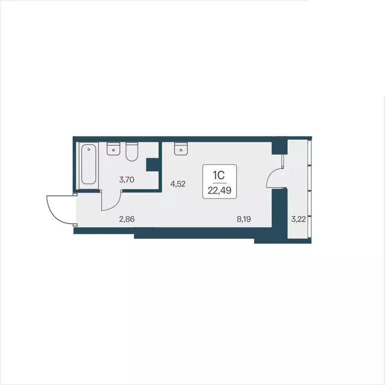 Квартира-студия: Новосибирск, улица Дуси Ковальчук, 385 (22.49 м) - Фото 0