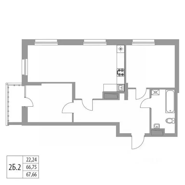 2-к кв. Татарстан, Зеленодольск Мирный мкр,  (67.66 м) - Фото 0